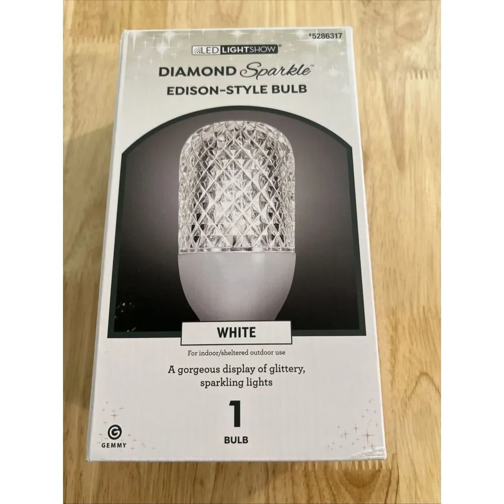 Gemmy LED Lightshow Diamond Sparkle Edison-Style Light Bulb - White‎ - Brand NEW